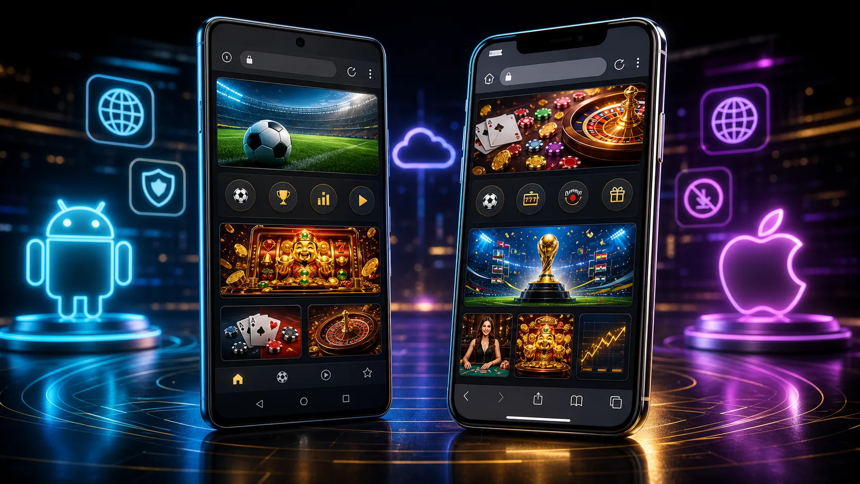 Experiência megapari compatível com Android e iOS no navegador mobile